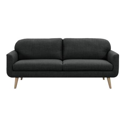 Leen Bakker - Bank Lilly 3-zits - Antraciet - Stof - Grijs - 88x200x85 Cm