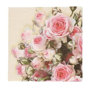 Servetten - geel met rozen/bloemen - 40x - 33 x 33 cm - voorjaar servetten