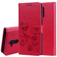 Rose reliëf horizontale Flip PU lederen draagtas voor Huawei Mate 20 Lite met houder & kaartsleuven & portemonnee (rood)