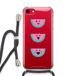 Smiley watermeloen: iPhone SE 2020 Transparant Hoesje met koord