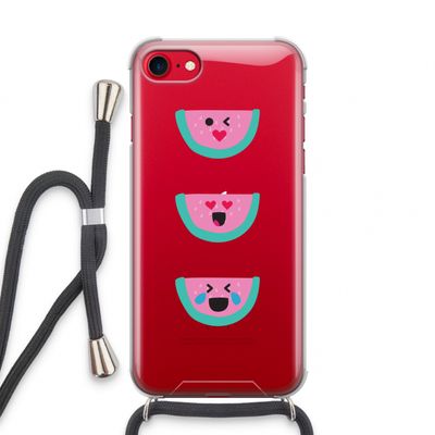 Smiley watermeloen: iPhone SE 2020 Transparant Hoesje met koord