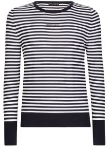 Dolce & Gabbana logo-embroidered striped jumper - Blanc