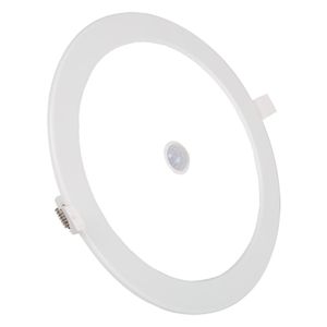 LED Downlight Slim - Aigi - PIR Bewegingssensor 360° - Inbouw Rond 24W - Helder/Koud Wit 6000K - Mat Wit - Ø240mm