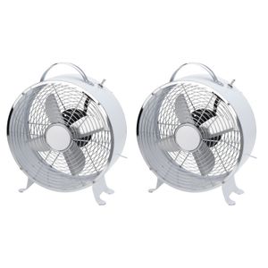 2x Witte tafel ventilatoren 26 cm