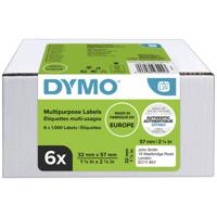 DYMO 2093094 Rol met etiketten 57 x 32 mm Papier Wit 6000 stuk(s) Permanent hechtend Universele etiketten