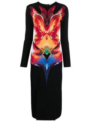 Alexander McQueen robe mi-longue Solarised Orchid en jacquard - Noir