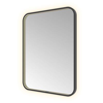 Spiegel Hotbath &MORE 80x60 cm LED-Verlichting Spiegelverwarming Rechthoek Afgerond Geborsteld Zwart PVD