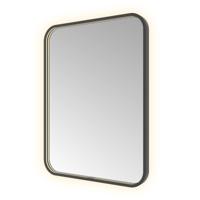 Spiegel Hotbath &MORE 80x60 cm LED-Verlichting Spiegelverwarming Rechthoek Afgerond Geborsteld Zwart PVD