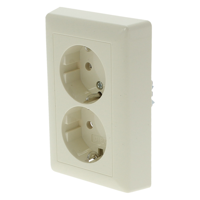 Gira System 55 Contactdoos | Inbouw | 2-voudig | Randaarde | Crème - 66.052.50
