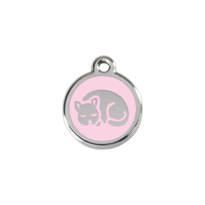 Kitten Pink roestvrijstalen kattenpenning small/klein dia. 2 cm - Reddingo