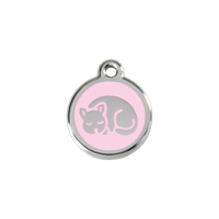 Kitten Pink roestvrijstalen kattenpenning small/klein dia. 2 cm - Reddingo