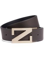 Zegna ceinture réversible en cuir grainé - Marron