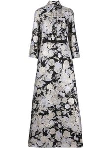 ERDEM robe longue Ethel à fleurs en jacquard - Noir