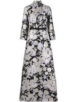 ERDEM robe longue Ethel à fleurs en jacquard - Noir