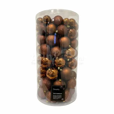 Kerstballen Mix Plastic Espresso Bruin 100st