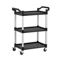 Servicewagen - 3 planken - 90 kg - 63 x 40 cm - zwart