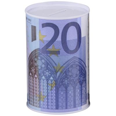 Spaarpot 20 euro - 1x - metaal/blik - biljet - 8 x 11 cm - munten - sparen Spaarpot 20 euro - 1x - metaal/blik - biljet - 8 x 11 cm - munten - sparen