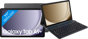 Samsung Galaxy Tab A9 Plus 11 inch 64GB Wifi Grijs + Just in Case Toetsenbord Hoes QWERTY