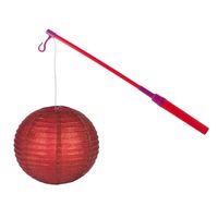 Lampionstokje 40 cm - met lampion - rood - D25 cm - thumbnail