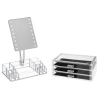 Make-up organizer set vakjes en lades 24 x 11 cm en een LED spiegel