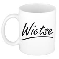 Wietse Naam koffiemok - beker - met sierlijke letters - wit - 300 ml - Cadeau - Heren
