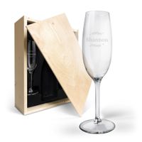 Champagnekist met gegraveerde glazen - flutes met naam - thumbnail