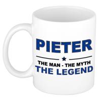 Pieter cadeau mok - man myth legend - naam koffiemok / beker - wit en blauw - 300 ml