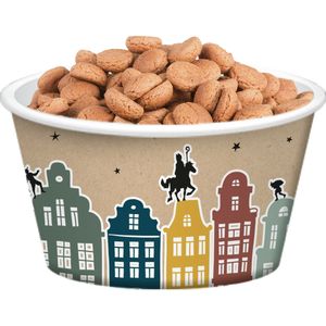 Sinterklaas pepernoot/snoep bakjes papier met Welkom Sint en Piet print 5x stuks 250 ml