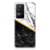 Xiaomi Poco F4 | TPU | Siliconen hoesje | Marmer Wit Zwart - Origineel Cadeau Man