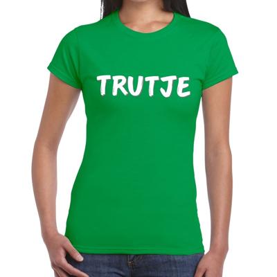 Trutje fun tekst t-shirt - groen - voor dames - foute party feestkleding Trutje fun tekst t-shirt - groen - voor dames - foute party feestkleding