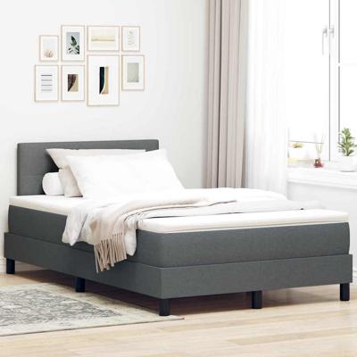 Boxspringbed met matras Donkergrijs 120 x 200 cm Stof