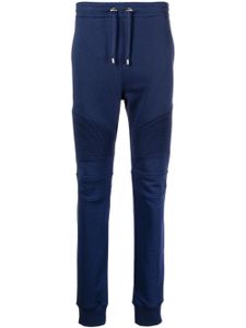 Balmain pantalon de jogging nervuré à logo imprimé - Bleu