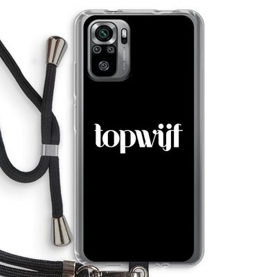 Topwijf Zwart: Xiaomi Redmi Note 10S Transparant Hoesje met koord