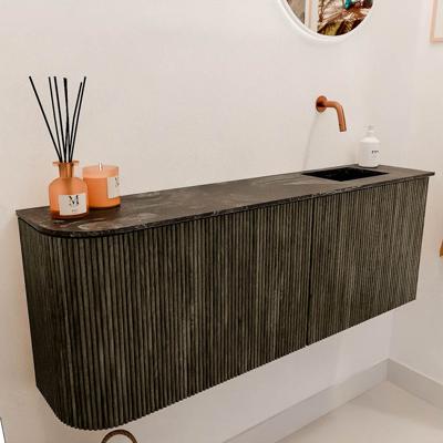 Toiletmeubel Mondiaz Joya Dlux | 111.6 cm | Meubelkleur Shadow | Faye wastafel Lava Wasbak Rechts | Zonder kraangat(en)
