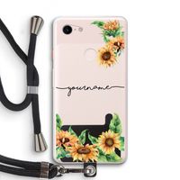 Zonnebloemen: Pixel 3 XL Transparant Hoesje met koord