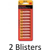 20 Stuks (2 Blisters a 10 st) Kodak ZINC super heavy duty AA - thumbnail
