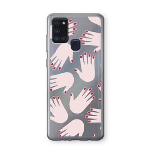 Hands pink: Samsung Galaxy A21s Transparant Hoesje