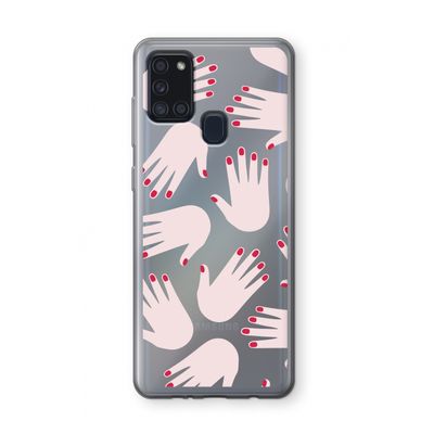 Hands pink: Samsung Galaxy A21s Transparant Hoesje