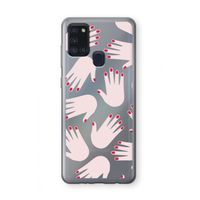 Hands pink: Samsung Galaxy A21s Transparant Hoesje