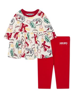 Kenzo Kids ensemble haut-pantalon à logo imprimé - Rouge