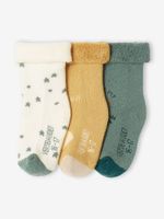 Set van 3 paar sokjes met sterren, wolk en zon voor meisjesbaby's saliegroen - thumbnail