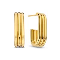 Oorbellen triple layered hoops - Stainless steel - Goud