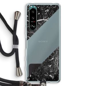 Zwart marmer: Sony Xperia 5 III Transparant Hoesje met koord