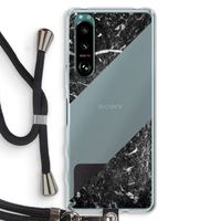 Zwart marmer: Sony Xperia 5 III Transparant Hoesje met koord