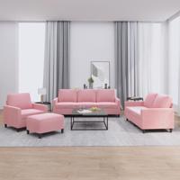 4-delige Loungeset met kussens fluweel roze