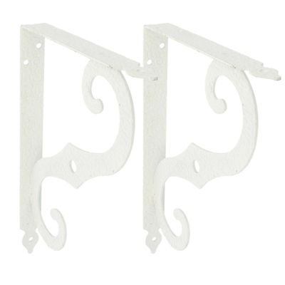AMIG Plankdrager/steun/muurbeugel Barok - 2x - metaal - wit - H250 x B190 mm - Tot 100 kg