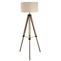 Searchlight Landelijke vloerlamp Easel 145cm Tripod hout met taupe EU6006BR