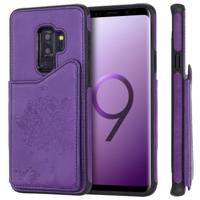Voor Galaxy S9 PLUS kat boom reliëf patroon schokbestendige beschermhoes met kaartsleuven & fotolijstjes (paars)