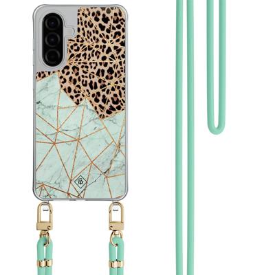 Samsung Galaxy A36 hoesje met rosegoud koord - Marmer paars