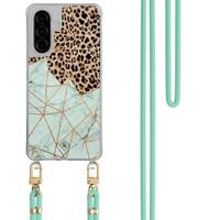 Samsung Galaxy A36 hoesje met rosegoud koord - Marmer paars